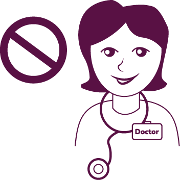 Illustration of a doctor with a no sign next to them