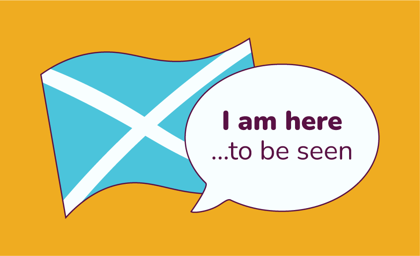 Scotland flag with a buble speech: 